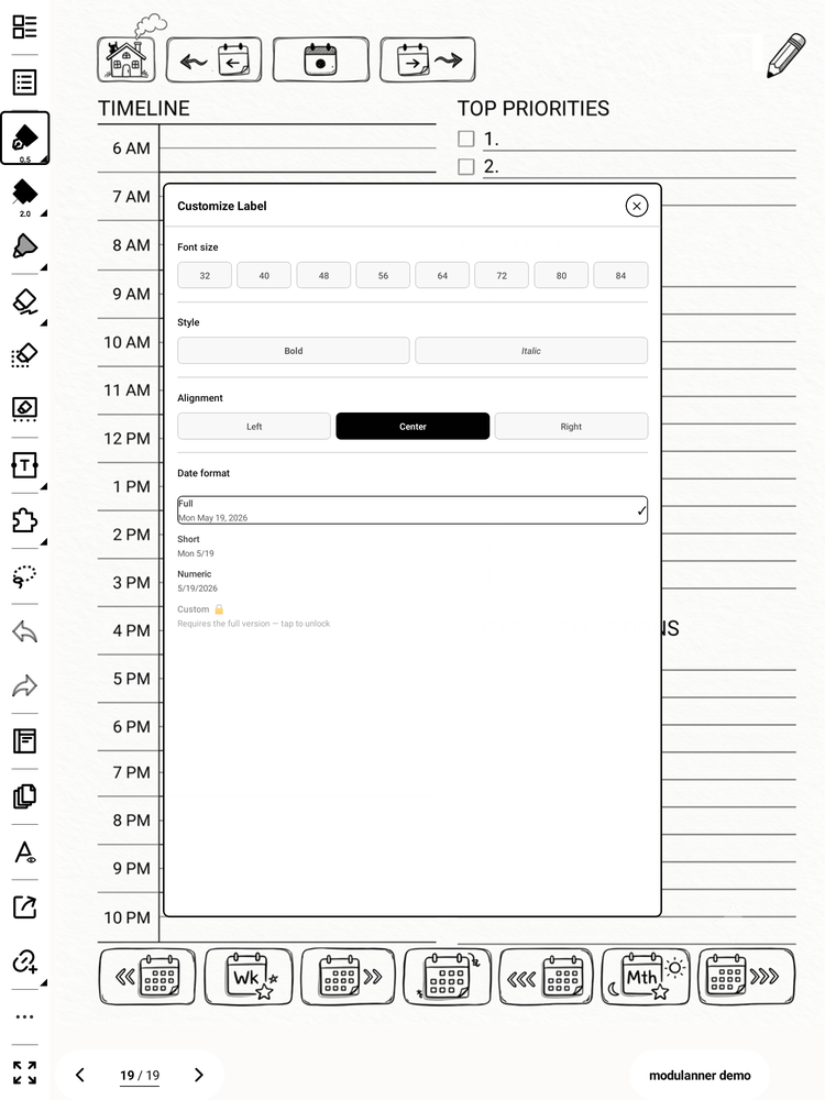 Automatic date labels preview