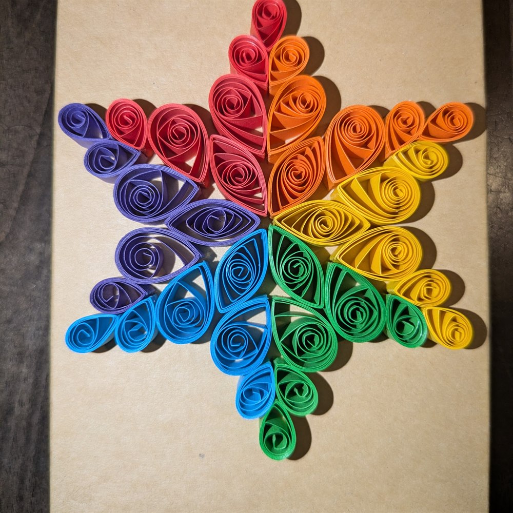 Rainbow quilled snowflake ornament